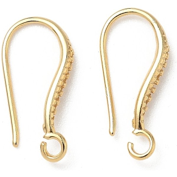 Brass Earring Hooks, Lead Free & Cadmium Free, Real 24K Gold Plated, 17.5X8.5X2.5Mm, Hole: 1.8Mm, Pin: 0.7Mm-image