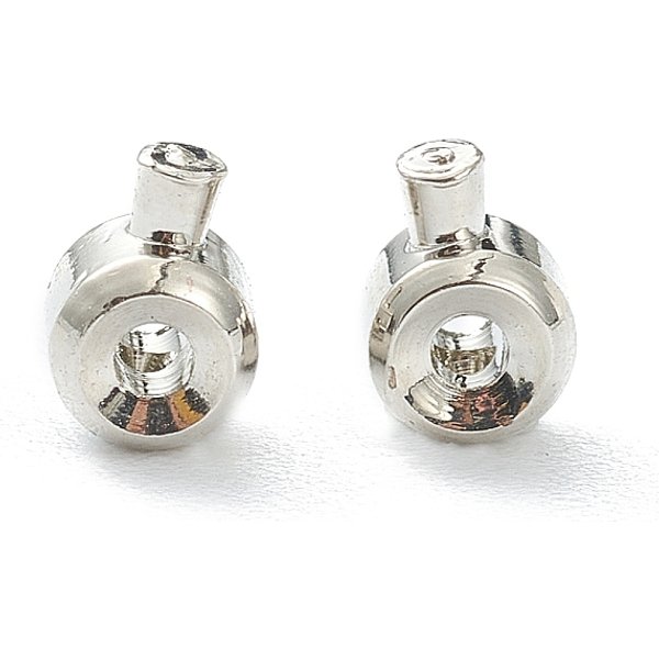 Brass Crimp Beads, Loose Spacer Beads, Stopper Crimp Charms, Long-Lasting Plated, Rondelle, Platinum, 4.5X3.5X3Mm, Hole: 1Mm-image
