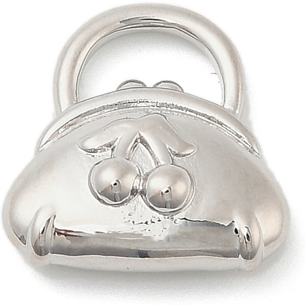 Messing AnhäNger & Charms, Handtasche Mit Kirsche, Platin Farbe, 17X17X6 Mm, Bohrung: 4.5X8 Mm-image