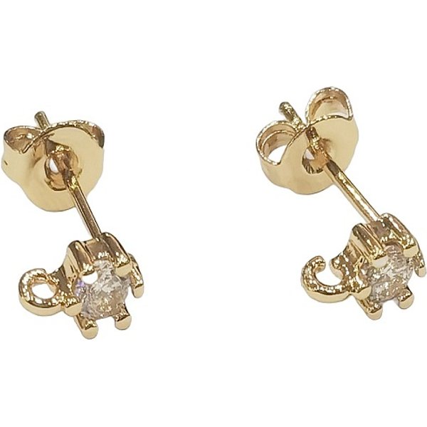 Micropave De LatóN Claro Fornituras De Aretes De Circonio CúBico CúBica, Con Bucle, Plateado De Larga DuracióN, Plano Y Redondo, Real 18K Chapado En Oro, 6X4Mm, Agujero: 1 Mm, Pin: 0.8 Mm-image