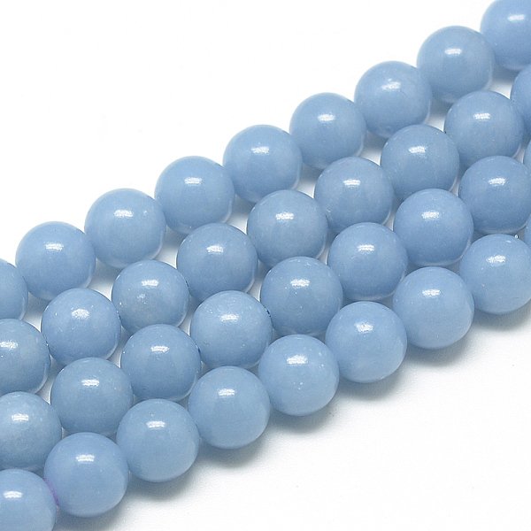 Natural Angelite Beads Strands, Anhydrite Beads, Round, 8Mm, Hole: 1Mm, About 50Pcs/Strand, 39Cm-image