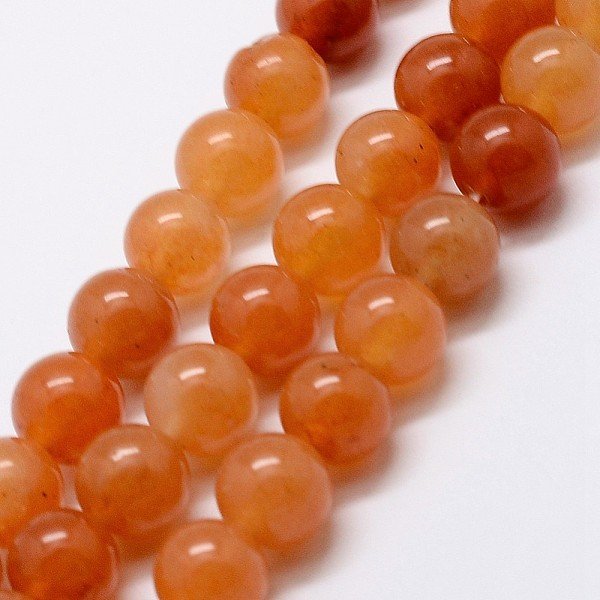 Chapelets De Perle D'aventurine Rouge Naturel, Ronde, 6Mm, Trou: 1Mm, Environ 61 Pcs/Chapelet, 15 Pouce-image