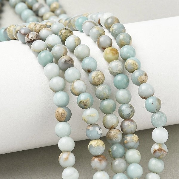 Natural Shoushan Stone Beads Strands, Round, Grade A, 6-6.5mm, Hole: 1.2mm, about 64pcs/strand, 14.96''(38cm)