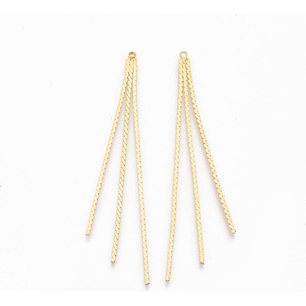 Gros pampilles chaîne en laiton, sans nickel, véritable 18k plaqué or, 62x3mm, Trou: 1.2mm