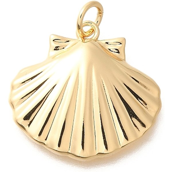 Acumular Colgantes De Chapado De LatóN, Sin Plomo Y Cadmio, Plateado De Larga DuracióN, Charms De Concha, Con Anillo De Salto, Real 18K Chapado En Oro, 18.5X19.5X3Mm, Anillo De Salto: 5X09 Mm, DiáMetro Interior: 3 Mm-image