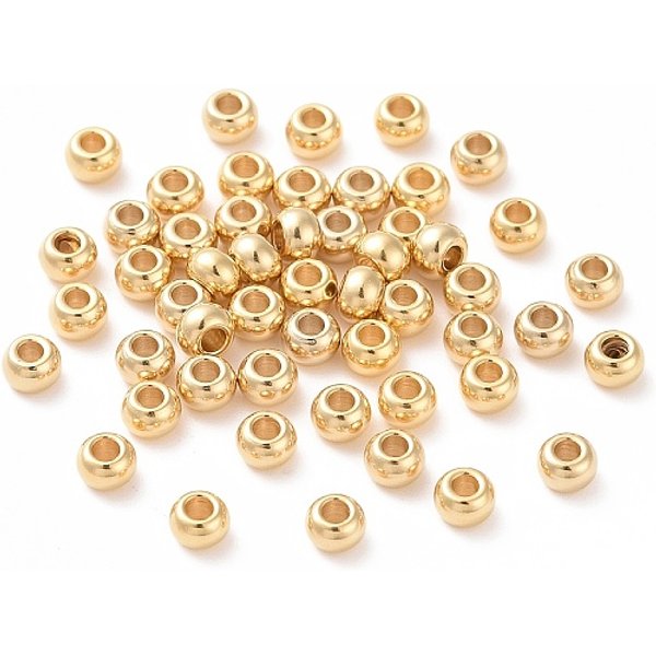 304 Stainless Steel Beads, Round, Real 18K Gold Plated, 8X6.5Mm, Hole: 3Mm-image