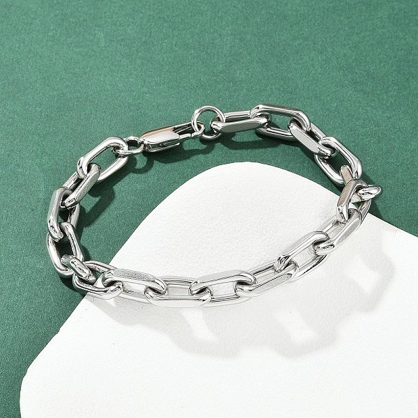 304 Stainless Steel Cable Chain Bracelets For Women Men, Stainless Steel Color, 8-7/8 Inch(22.5Cm)-image