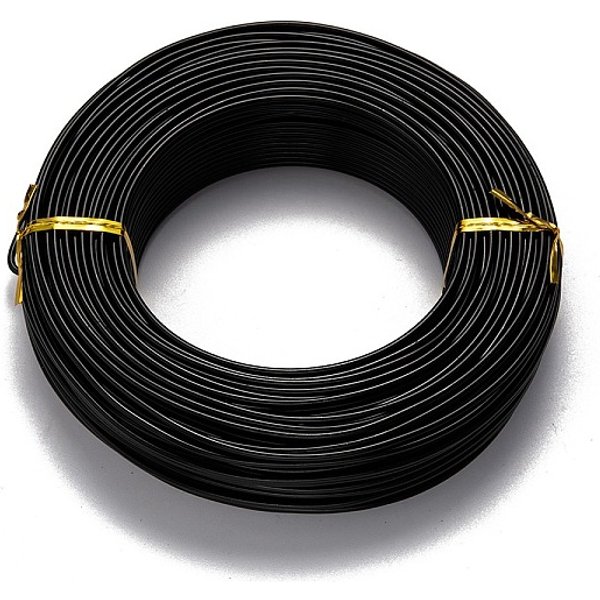 Anodized Aluminum Wire, Bendable Metal Craft Wire, Flexible Craft Wire, For Beading Jewelry Craft Making, Black, 12 Gauge, 2.0Mm, 55M/500G(180.4 Feet/500G)-image