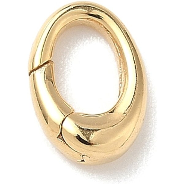 Ovale Federtorringe Aus Messing, Cadmiumfrei Und Nickel Frei Und Bleifrei, Echtes 24K Vergoldet, 10X7X3 Mm, Bohrung: 4X6 Mm-image
