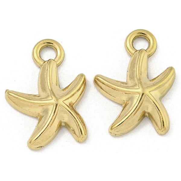 Breloques En Acier Inoxydable 304 PlaquéEs Par Ions (Ip), Charme éToile De Mer, VéRitable 18K Plaqué Or, 14X10X3Mm, Trou: 2Mm-image