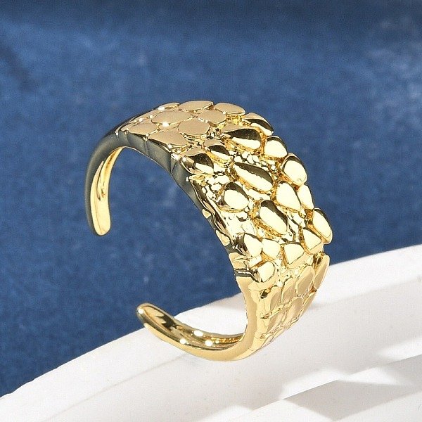 Manschettenringe Aus Messing FüR Damen, Langlebig Plattiert, Gestell, Bleifrei Und Cadmium Frei, Echtes 18K Vergoldet, Einstellbar, 10 Mm-image