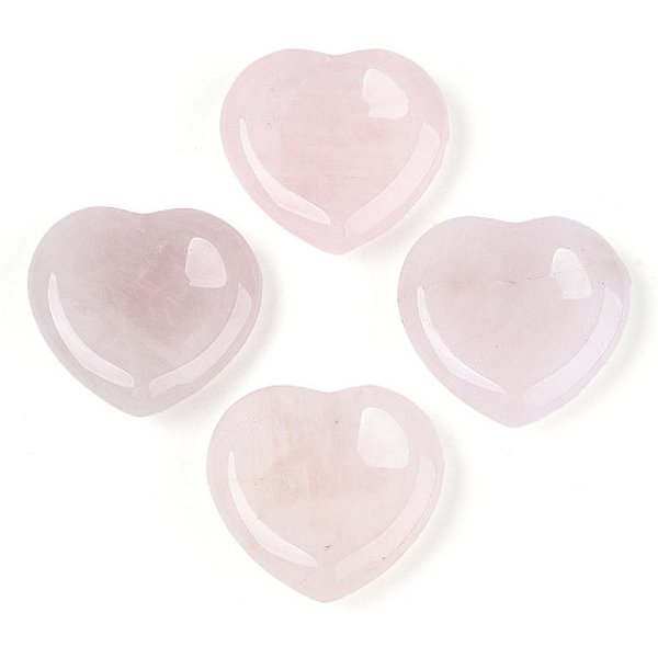 Natural Rose Quartz Worry Stones, Heart Thumb Stone, 28.5-30x29.5-31x6.5-8.5mm
