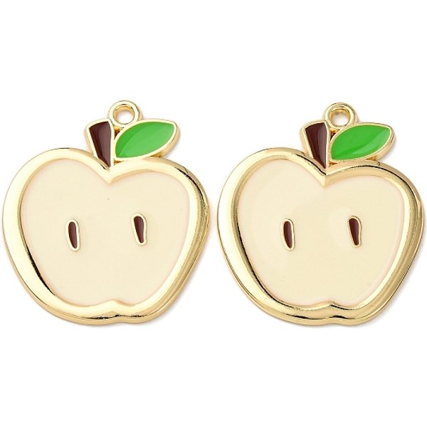 Pendente Smaltati In Lega, Mela, Placcatura Cremagliera, Oro, 46.5X40X2Mm, Foro: 3 Mm-image