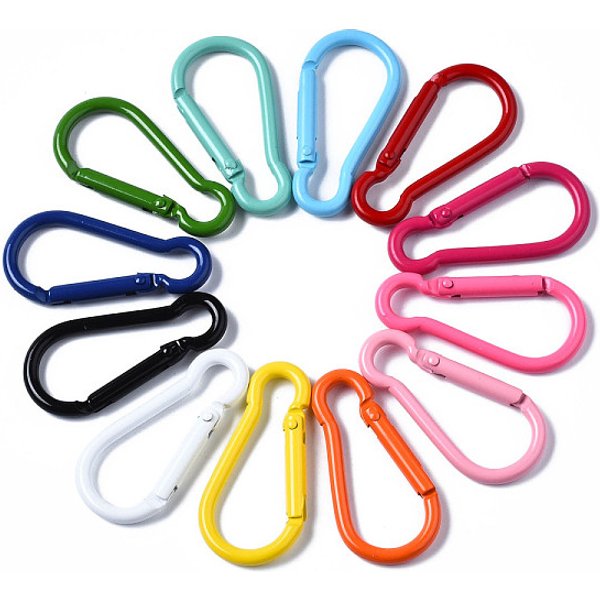 Aluminum Rock Climbing Carabiners, Key Clasps, Quick Links, Mixed Color, 46x22.5x4.5mm, Inner Diameter: 39x16mm