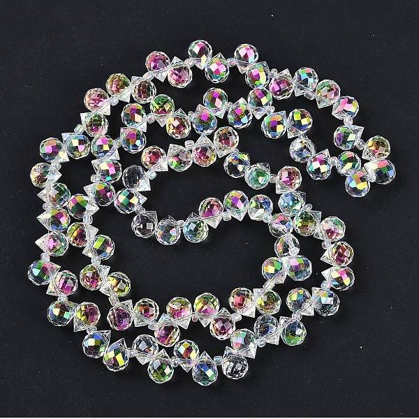 Abalorios de vidrio electroplate hebras, lágrima, color de rosa caliente, 10-11x8mm, agujero: 1 mm, aproximamente 93 pcs / cadena, 62 cm