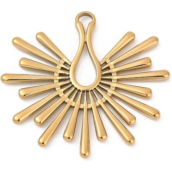 Pendentifs En Acier Inoxydable 304, Placage Ionique (Ip), Charme Du Soleil, VéRitable 18K Plaqué Or, 28X30.5X2Mm, Trou: 2X2.5Mm-image