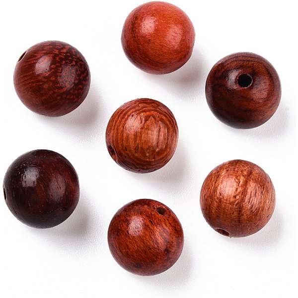 Natural Wood Beads, Waxed Wooden Beads, Undyed, Round, Sienna, 10Mm, Hole: 1.5Mm, About 1000Pcs/500G-image