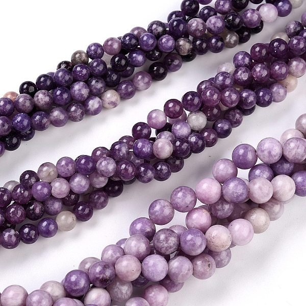 Natural Lepidolite/Purple Mica Stone Beads Strands, Round, 10Mm, Hole: 1Mm, About 36Pcs/Strand, 14.76-14.96 Inch(37.5-38Cm)-image