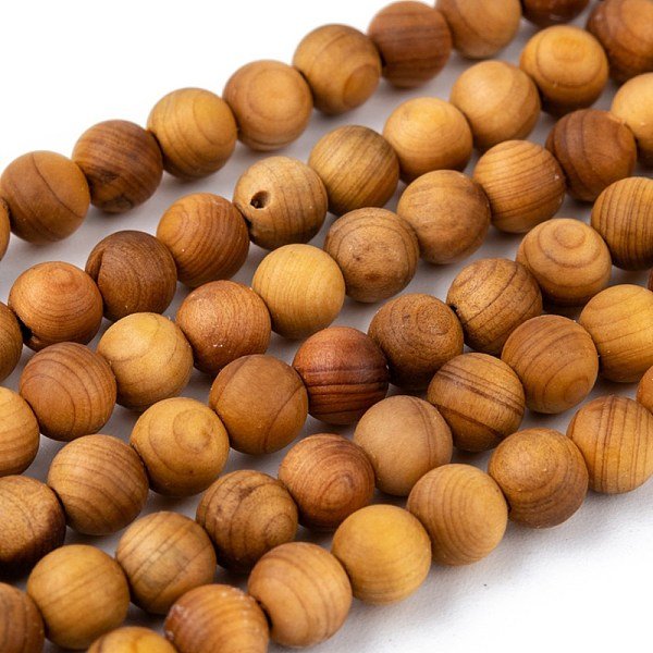 Natural Wood Beads Strand, Round, 6Mm, Hole: 1Mm, About 66Pcs/Strand, 15.5 Inch(39.5Cm)-image
