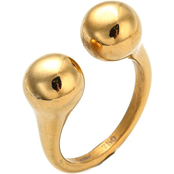 Anelli Polsini In Acciaio Inossidabile 304 Placcati Ioni (Ip) Per Donna, Anello A Sfera Rotondo, Oro, Misura Degli Stati Uniti 7 (17.3Mm)-image