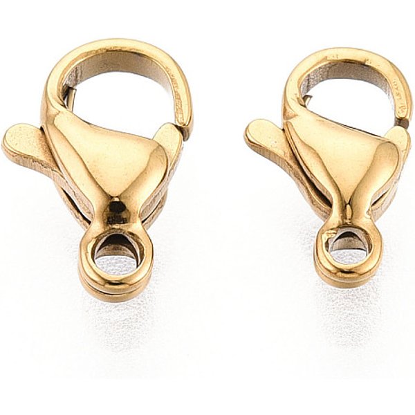 304 Stainless Steel Lobster Claw Clasps, Ion Plating(Ip), Real 18K Gold Plated, 9.3X5.8X3.2Mm, Hole: 1.2Mm-image