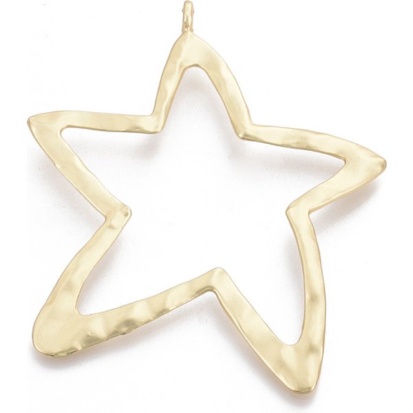 Grandes Colgantes De AleacióN, Estilo Mate, Estrella, Sin Cadmio Y NíQue Y Plomo, Real 14K Chapado En Oro, 89X76X2.5Mm, Agujero: 4.5 Mm-image