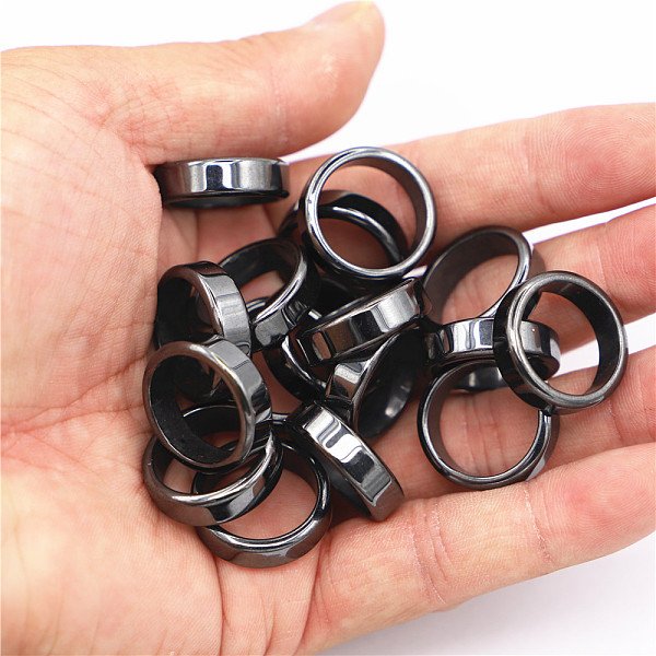 Non-Magnetic Synthetic Hematite Plain Band Ring, Inner Diameter: 20Mm-image