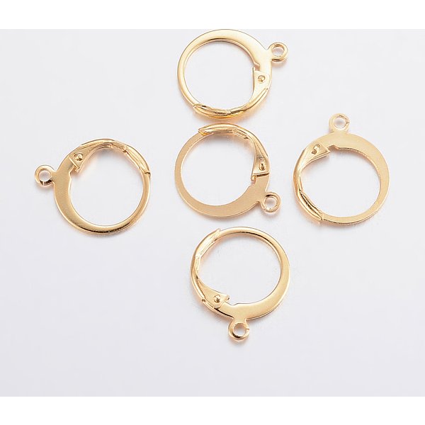 304 Edelstahl-Ohrring-BeschläGe Mit Klappverschluss, Mit Schleife, Echtes 24K Vergoldet, 14X12X2 Mm, Bohrung: 1.2 Mm, Stift: 0.6X1 Mm-image