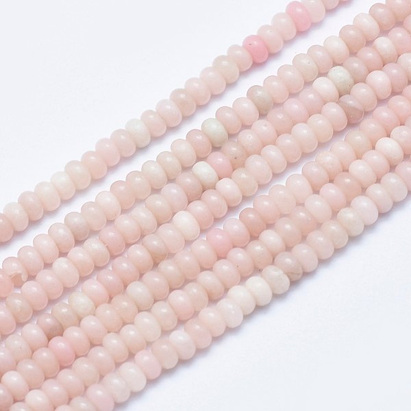 Natural Pink Opal Beads Strands, Rondelle, 4-4.5x2-3mm, Hole: 1mm, about 157-160pcs/strand, 15.7 inch(40cm)