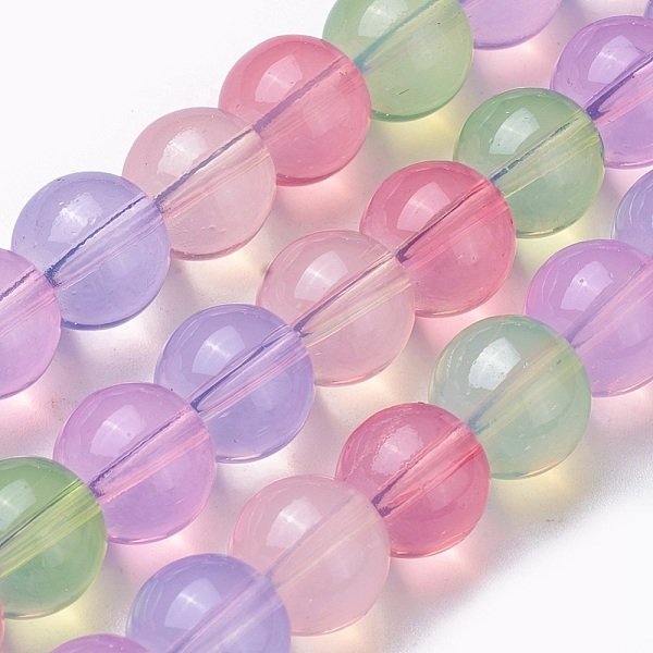 Opalite Beads Strands, Round, Mixed Color, 10Mm, Hole: 1.4Mm, About 38Pcs/Strand, 13.9 Inch(35.5Cm)-image