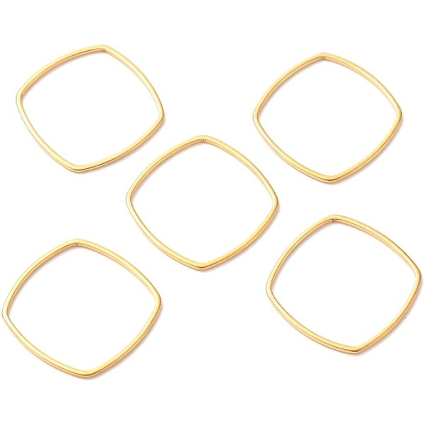 201 Anneaux De Liaison En Acier Inoxydable, Losange, Or, 20X20X1Mm-image