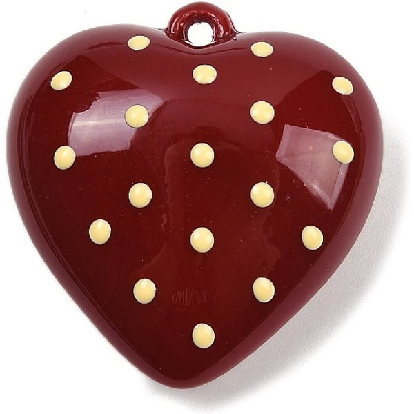 Opaque Acrylic Enamel Pendants, Heart, Dark Red, 44X42X19.5Mm, Hole: 3Mm-image