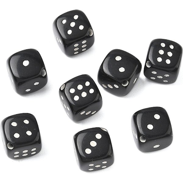 Abalorios AcríLicos Opacos, Dados, Negro, 15.5X16X16Mm, Agujero: 2 Mm, 282 Unidades / 500 G-image