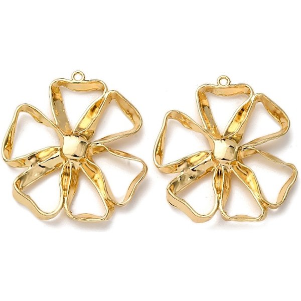Pendentifs En Alliage, Fleur, CréMaillèRe Plaquage, Or, 47X43X4Mm, Trou: 2Mm-image