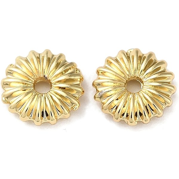 Cuentas Espaciadoras De LatóN Chapado En Estante, Plateado De Larga DuracióN, Sin Plomo Y El Cadmio, Flor, Real 18K Chapado En Oro, 8X2Mm, Agujero: 1.4 Mm-image