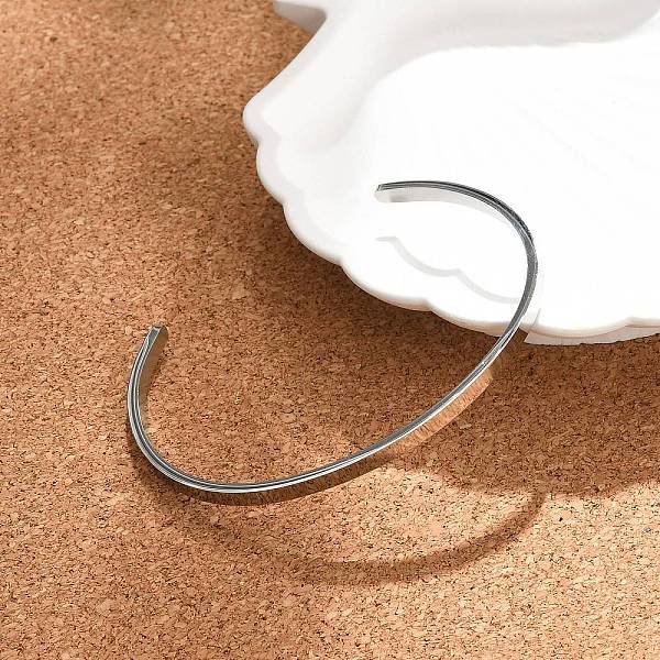 Tarnish Resistant 304 Stainless Steel Cuff Bangles, Minimalist Simple Open Bangles, Stainless Steel Color, Inner Diameter: 2-1/2X2 Inch(6.1-6.5X5.1Cm)-image