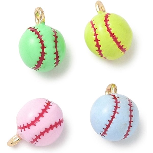 Pendentifs D'éMail En Alliage, Or, Baseball, 13X9Mm, Trou: 1.8Mm-image