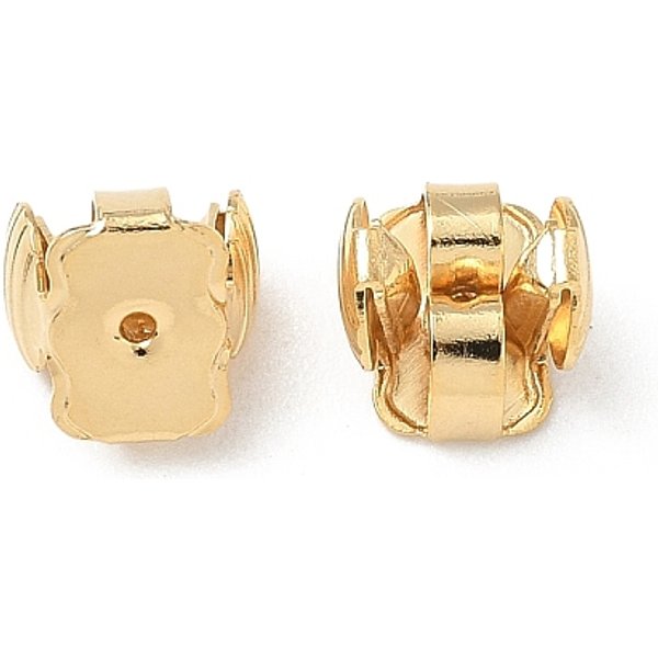 Brass Earring Nuts, Lead Free & Cadmium Free, Rectangle, Real 24K Gold Plated, 7.5X7X5Mm, Hole: 0.7Mm-image