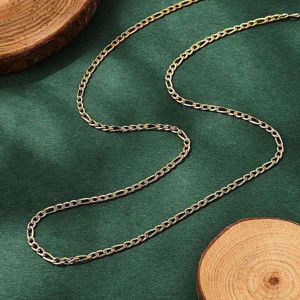 Ion Plating(Ip) 304 Stainless Steel Figaro Chain Necklaces, With Lobster Clasps, Golden, 17.7 Inch(45Cm), 2Mm-image