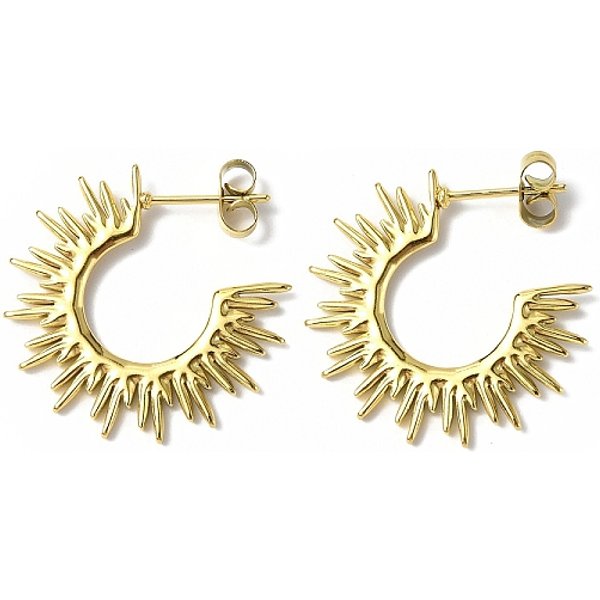 Boucles D'oreilles à Tige En Acier Inoxydable 304 Plaqué Ion (Ip), Boucles D'oreilles Demi-CréOles Pour Femmes, Or, 1.5X24.5Mm, Pin: 0.8 Mm-image