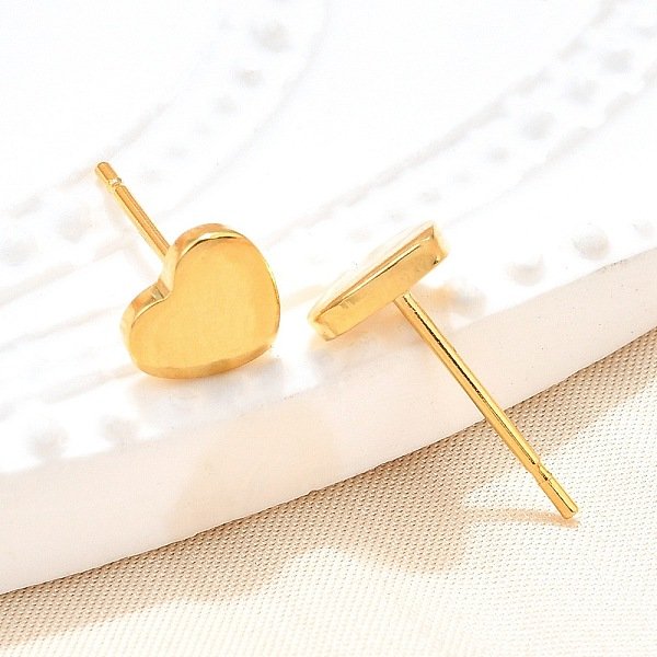 Ohrstecker Aus 304 Edelstahl, Herz, Golden, 6X6X1 Mm, Stift: 0.6 Mm-image