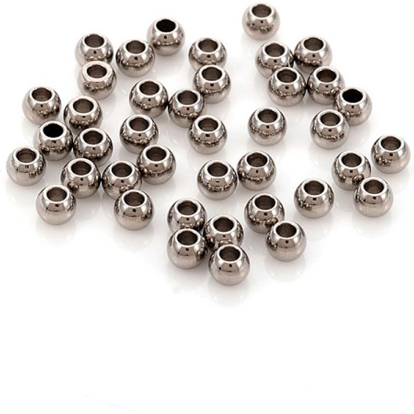 AnlaufgeschüTzte Abstandsperlen Aus Edelstahl 304, Runde, Edelstahl Farbe, 3X2.2 Mm, Bohrung: 1.2 Mm-image