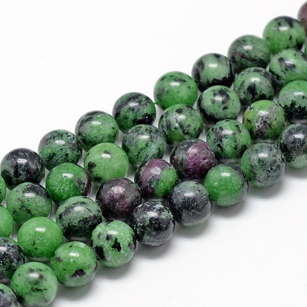 Chapelets De Perles De Rubis En ZoïSite Naturelle, Ronde, 6-7Mm, Trou: 1Mm, Environ 60 Pcs/Chapelet, 15 Pouce-image