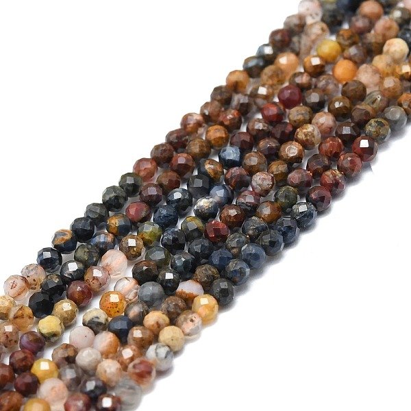 Brins de perles de pietersite naturelles, facette, ronde, 3mm, Trou: 0.7mm, Environ 132 pcs/chapelet, 15.16''-15.55'' (38.5-39.5 cm)