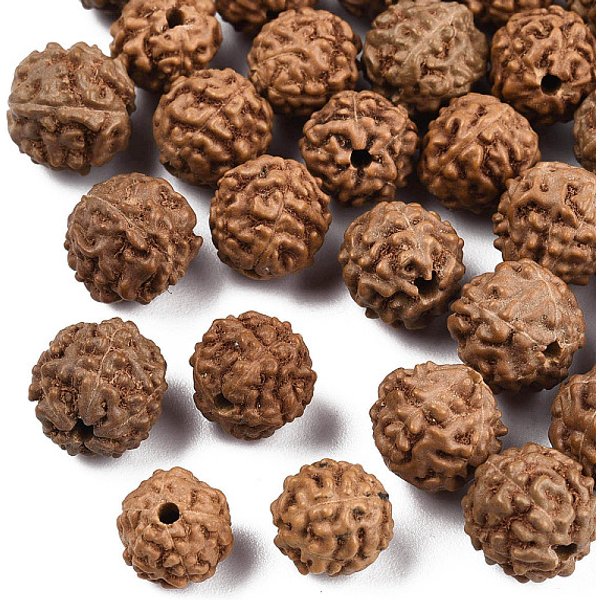 Undyed Natural Rudraksha Beads, Round, Sienna, 6-9X6-9Mm, Hole: 0.8-1.2Mm-image