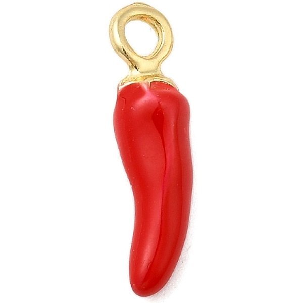 Pendentifs D'éMail En Alliage, Or, Piment, 18X4.5X4.5Mm, Trou: 2Mm-image
