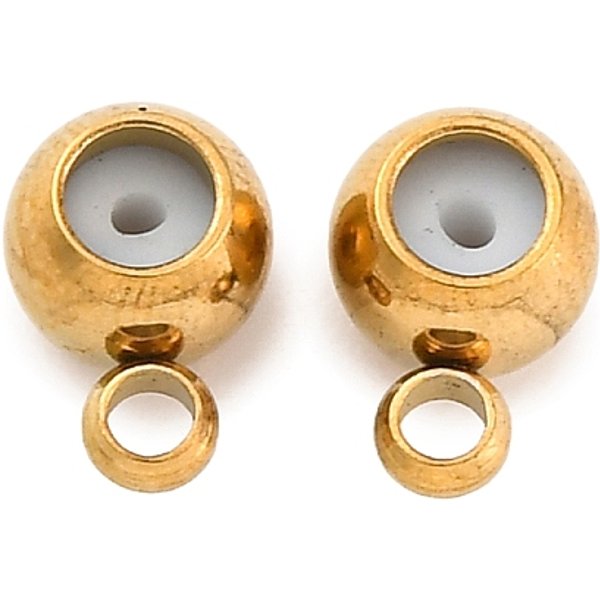 Rohrbügel aus Edelstahl 304, mit Gummistopfen, Runde, Ionenbeschichtung (ip), golden, 5.5x4x3.5 mm, Loch: 0.8 mm & 1.2 mm