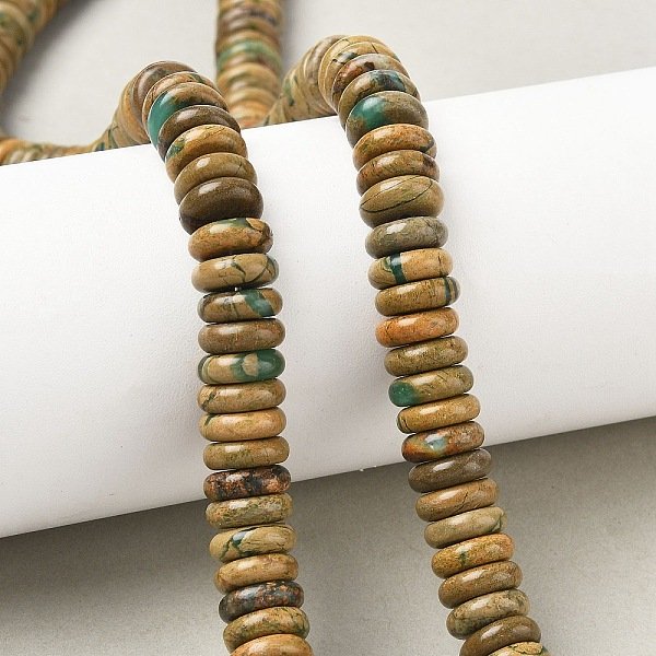 Natural Verdite Stone Beads Strands, Disc, 10-10.5X3.5-4Mm, Hole: 1.2Mm, About 100Pcs/Strand, 14.96''(38Cm)-image