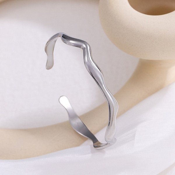 304 Stainless Steel Cuff Bangles For Women, Stainless Steel Color, 1/4 Inch(0.8Cm), Inner Diameter: 2-1/8 Inch(5.3Cm)-image