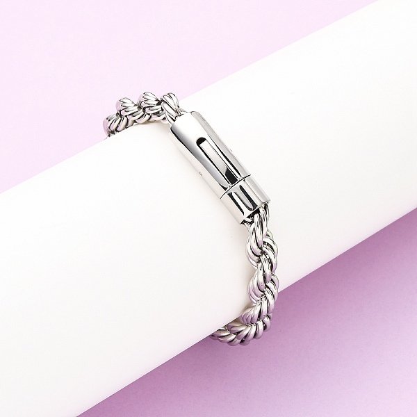 304 Stainless Steel Rope Chain Bracelets For Men Women, Stainless Steel Color, 8-5/8X1/4 Inch(21.8X0.8Cm)-image